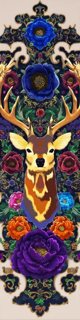 Free printable Christmas bookmarks of a floral reindeer totem design